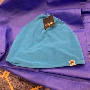 Fila Sport Messy Bun Teal Beanie One Size Wear 3 Ways Brand New w/ Tags